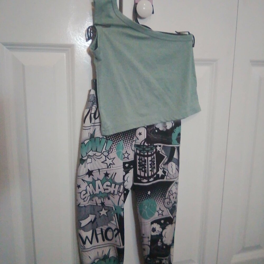 Comic Book Adventure Toddler Girl's Crop Top and Pants Set